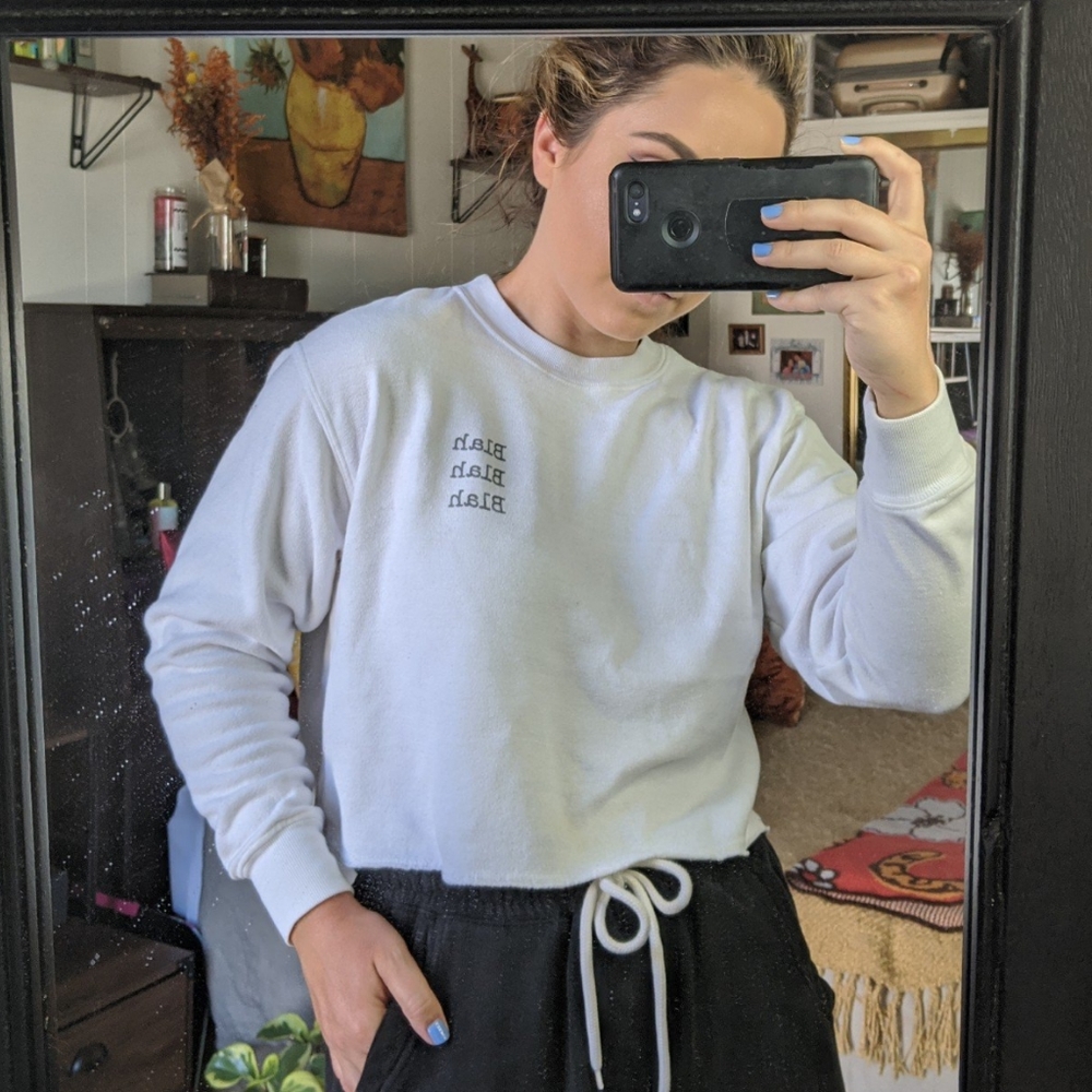 BLAH BLAH BLAH WHITE SWEATSHIRT 🤍🌼🤍